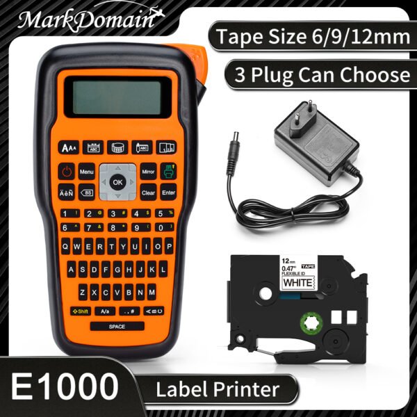 E1000 Pro Label Machine Industrial Label Maker, Labeller for Industrial Labeling Jobs, Compatible for Brother TZe-231 Label Tape
