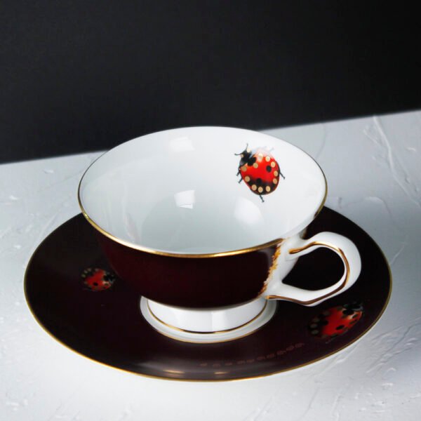 Kitchen Product Household China Lovely Brown Beetle Cartoon Ceramics Tea Cup Gift for Birthday Christmas New Year